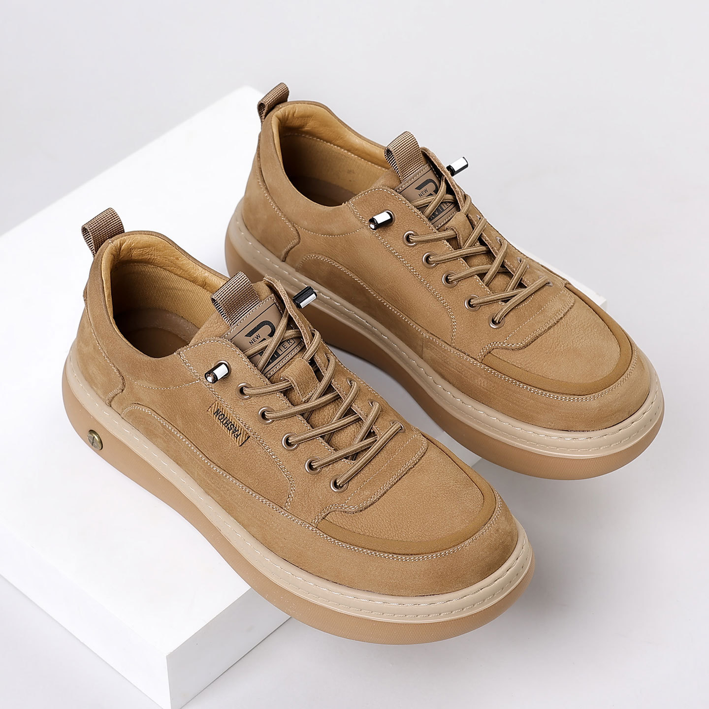 Men's Autumn Leather All-match Trendy Sneakers Lightweight Sports Casual Shoes
